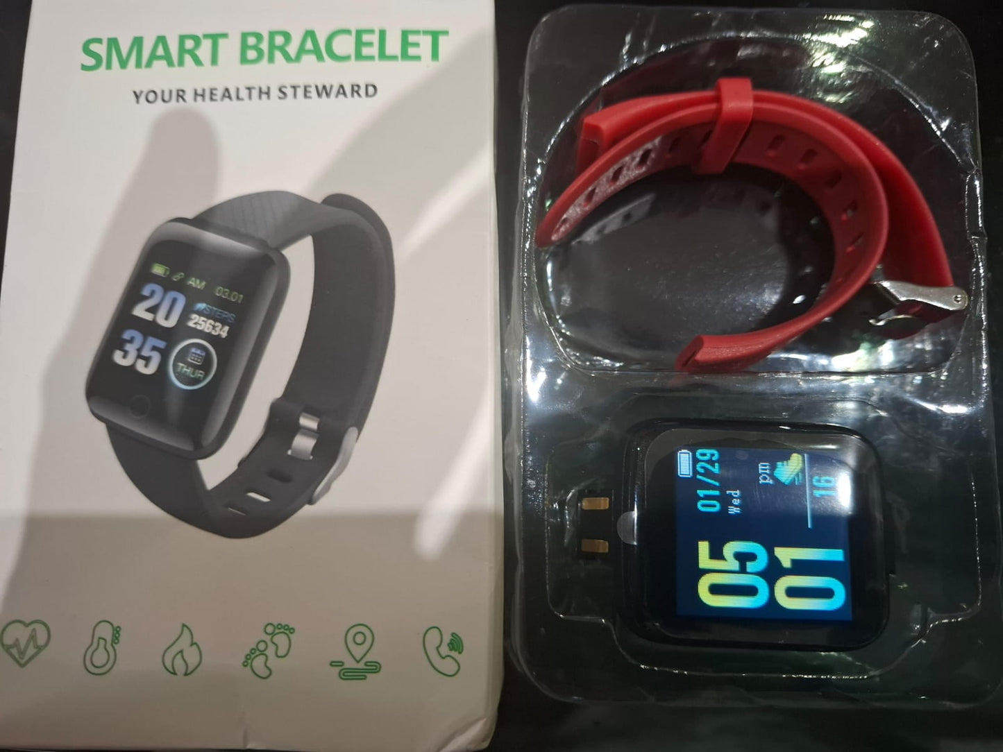 Smartwatch D20 Y68 Reloj Inteligente Bluetooth Android iPhone Pantalla Color Fitness malla roja