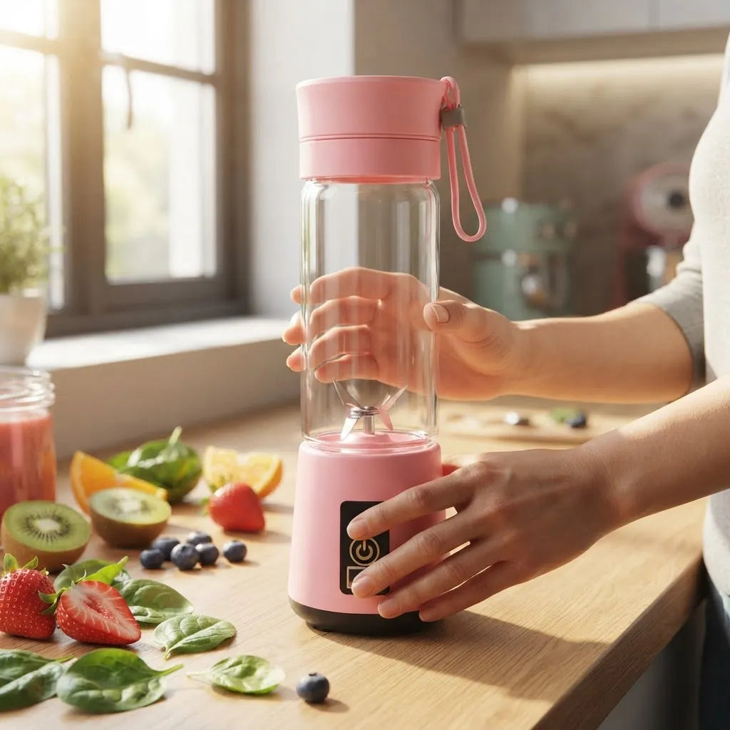 Licuadora Portátil Recargable HM-03 380ml USB Rosa