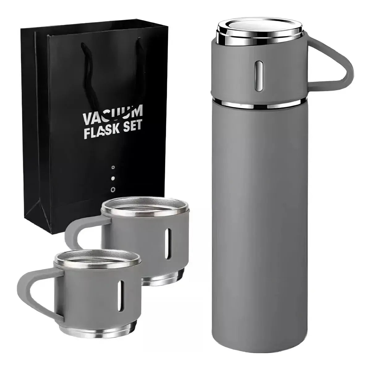 Set Termo 500ml Acero Inoxidable + 3 Tazas Frío Calor