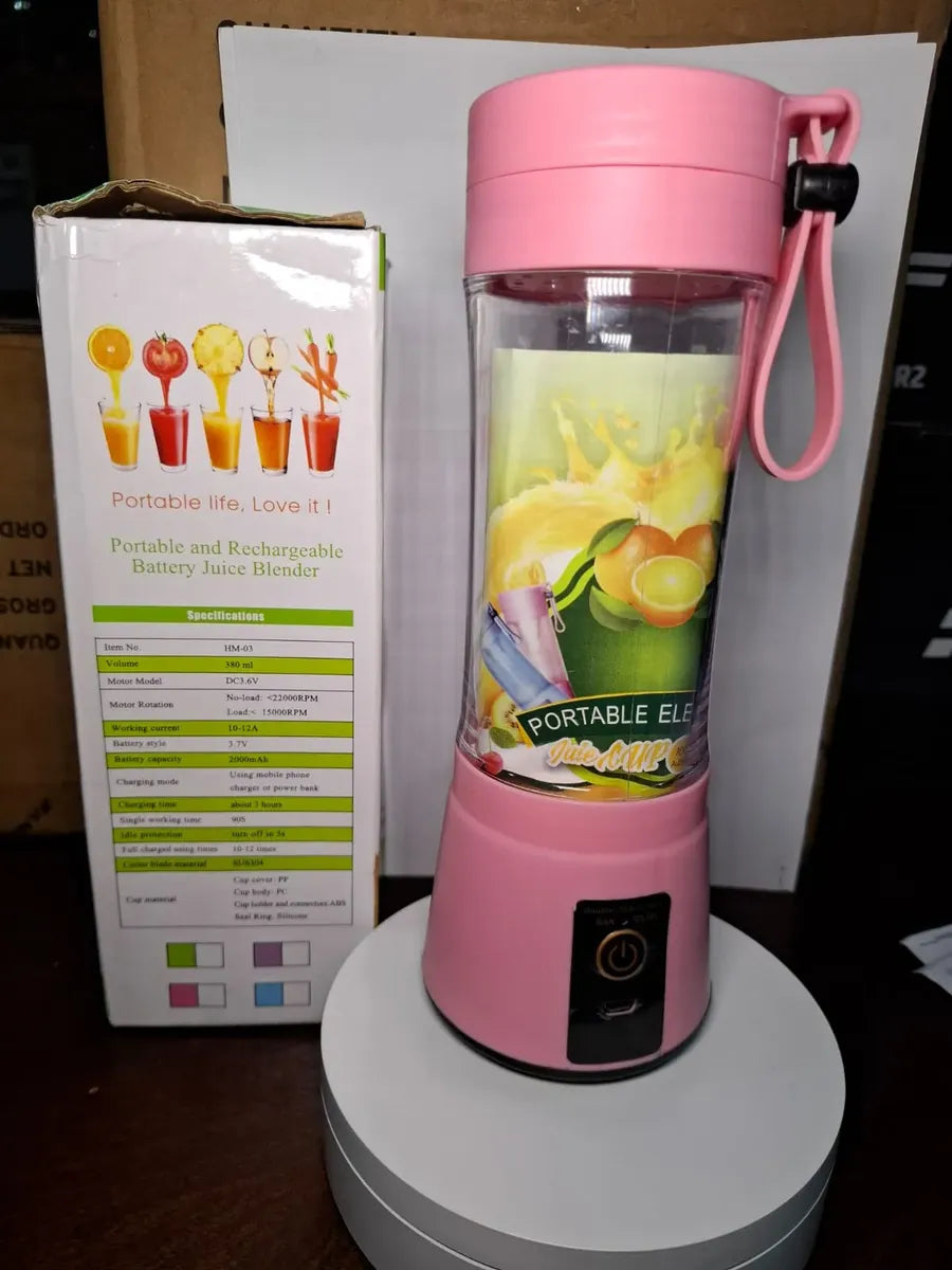 Licuadora Portátil Recargable HM-03 380ml USB Rosa
