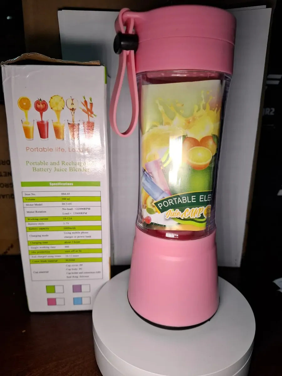 Licuadora Portátil Recargable HM-03 380ml USB Rosa
