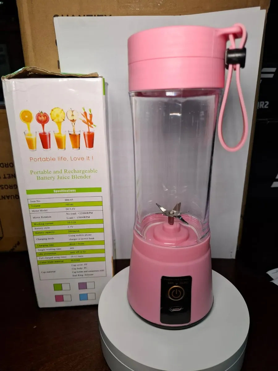 Licuadora Portátil Recargable HM-03 380ml USB Rosa