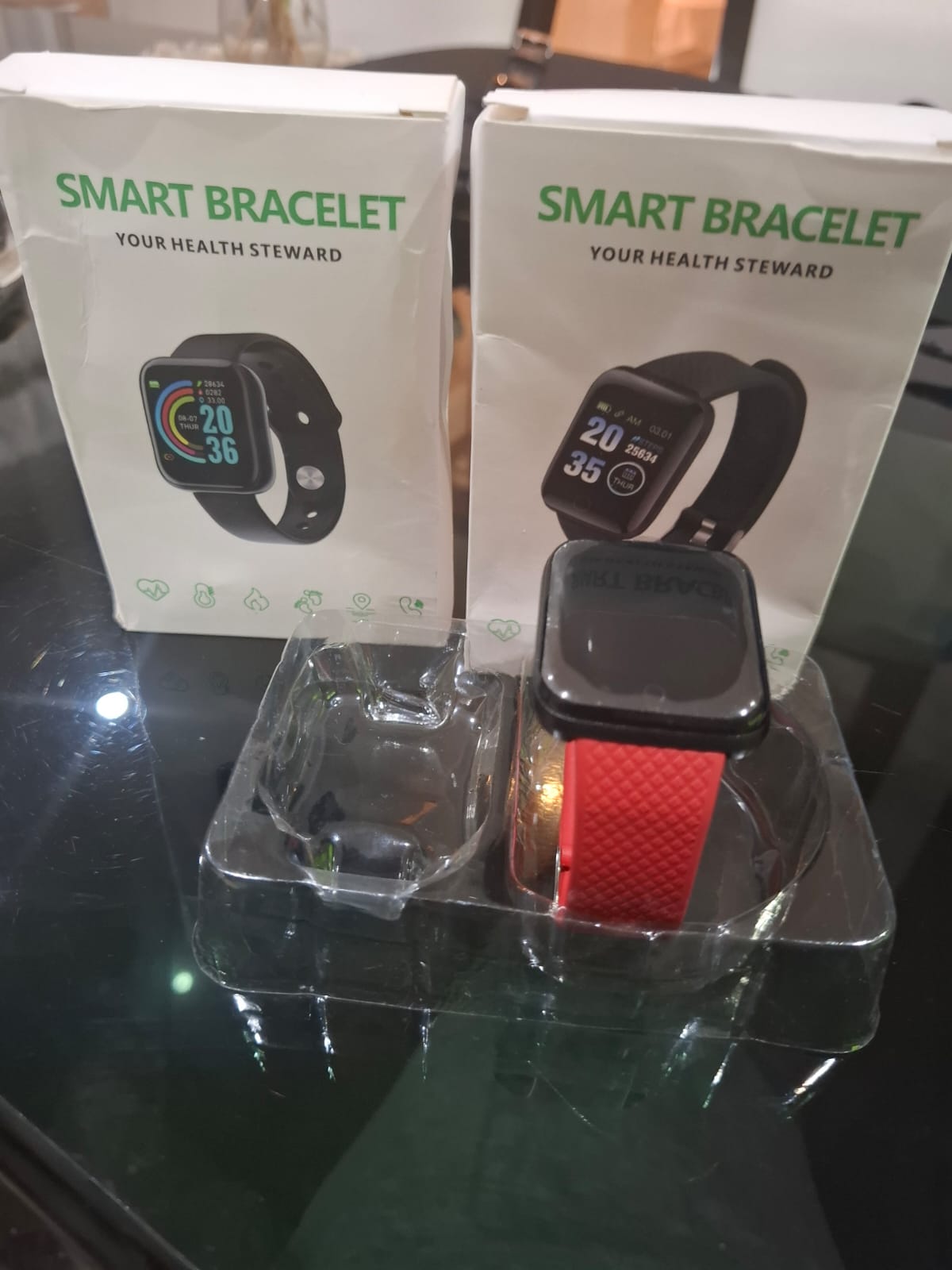 Smartwatch D20 Y68 Reloj Inteligente Bluetooth Fitness Malla Roja Android iPhone