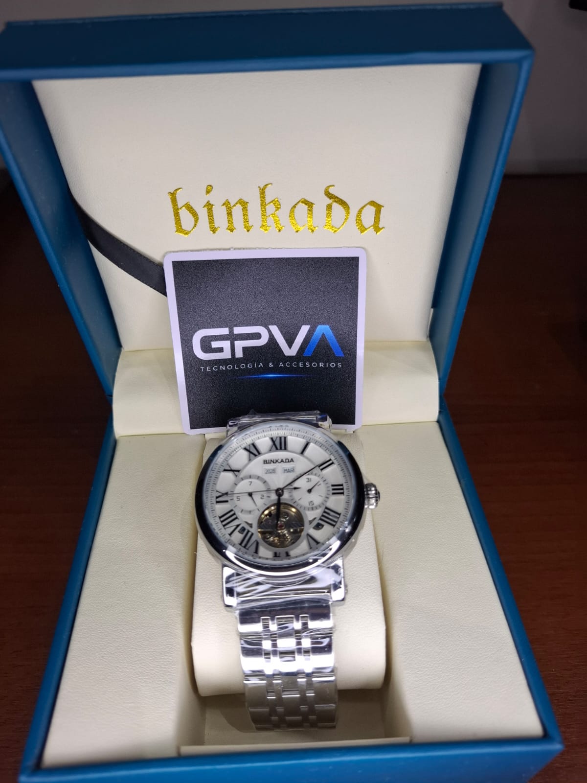 Reloj BINKADA Automático Mecánico Open Heart – Acero Inoxidable NUEVO SELLADO