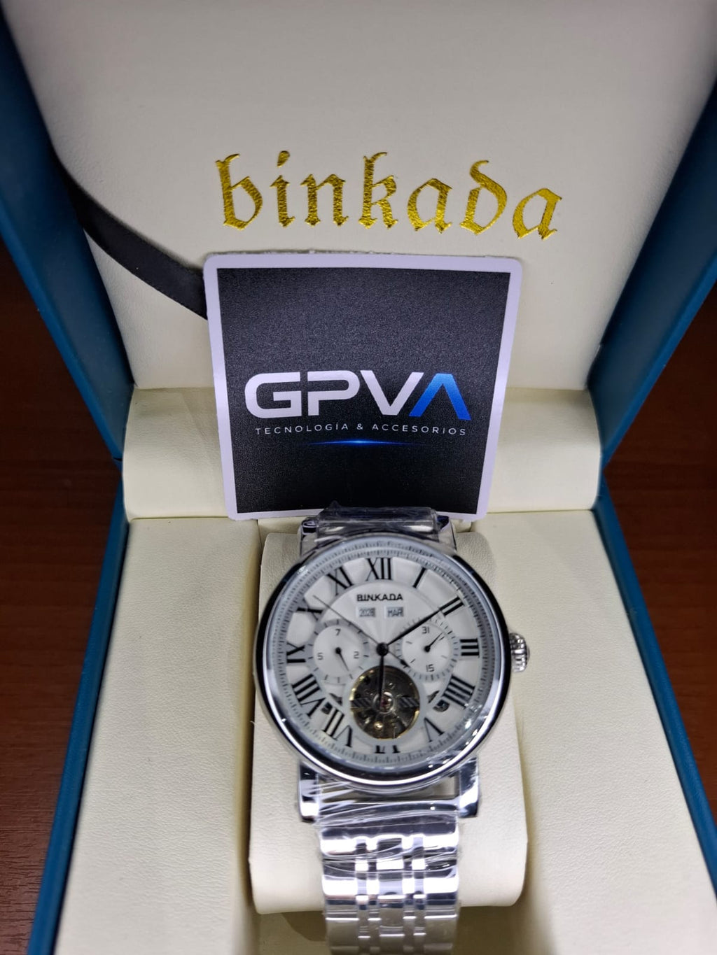 Reloj BINKADA Automático Mecánico Open Heart – Acero Inoxidable NUEVO SELLADO