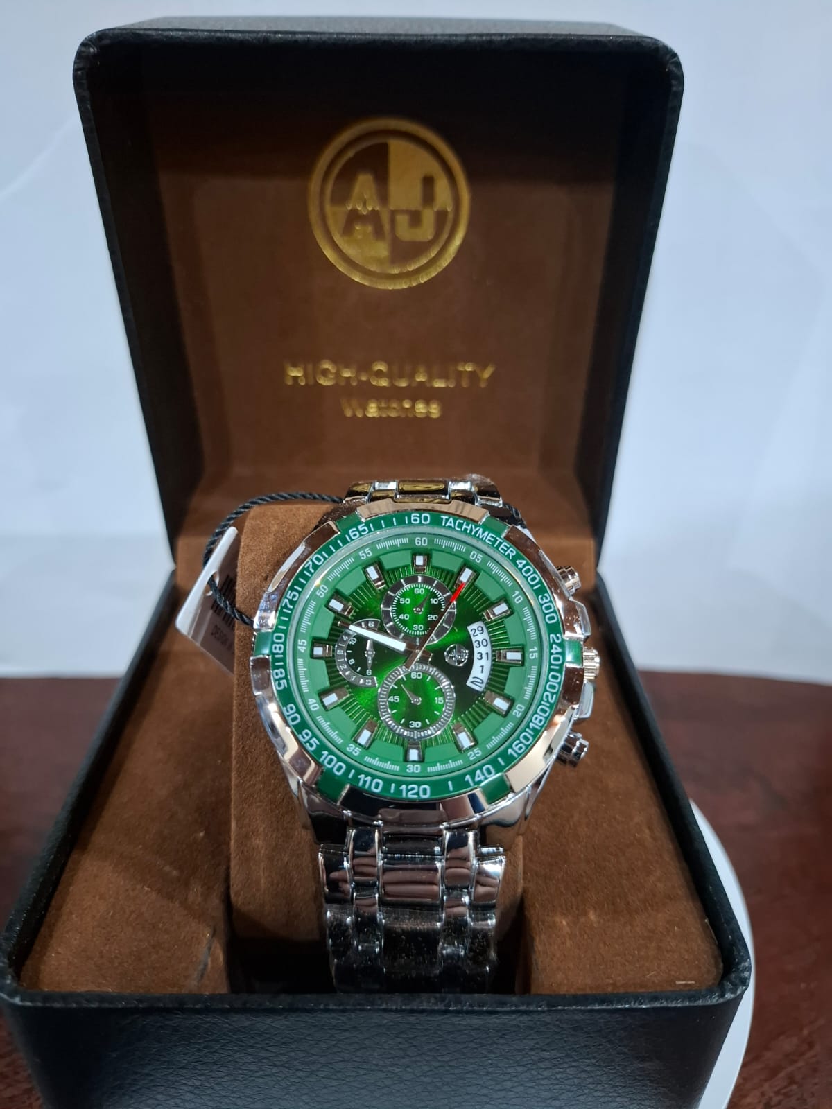 Reloj AJ para hombre – Cronógrafo estilo deportivo – Esfera verde