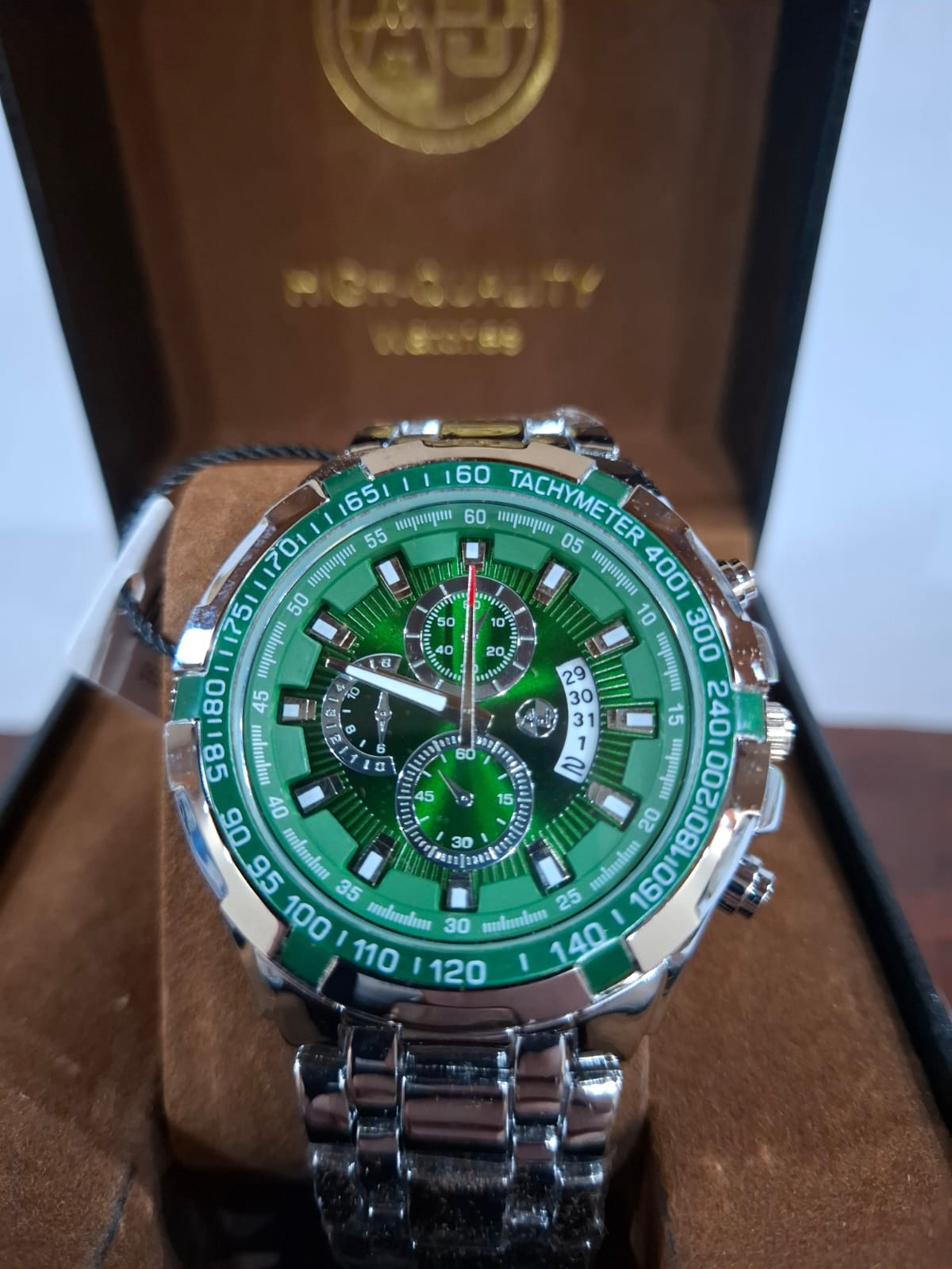 Reloj AJ para hombre – Cronógrafo estilo deportivo – Esfera verde
