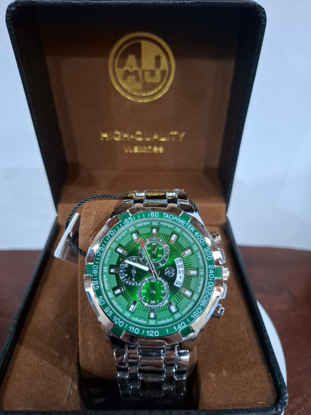 Reloj AJ para hombre – Cronógrafo estilo deportivo – Esfera verde