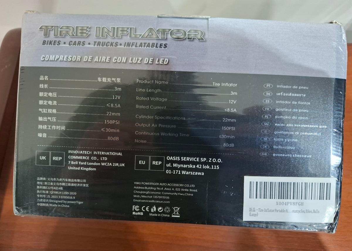 Compresor Aire Portátil Auto 12v Digital 150 Psi Luz Led