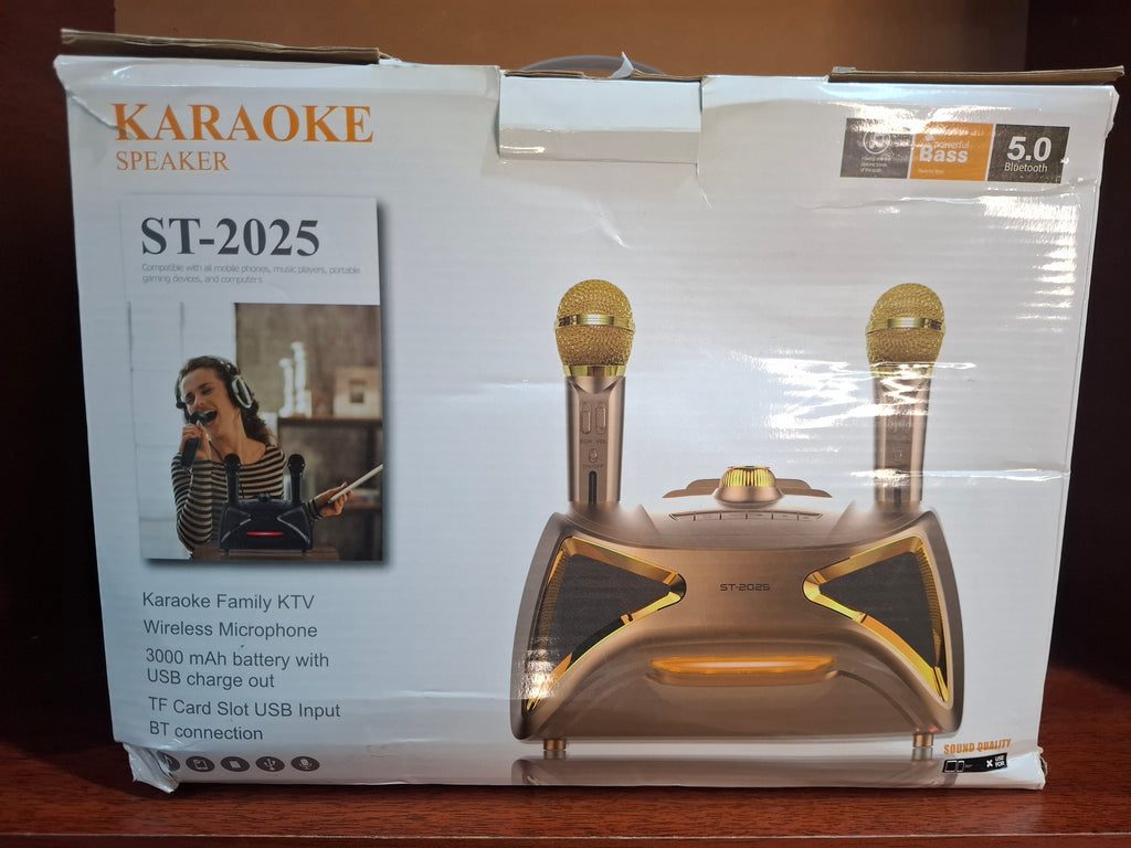 Sistema de Audio y Karaoke ST-2025 Kit Completo Dorado con Micrófonos