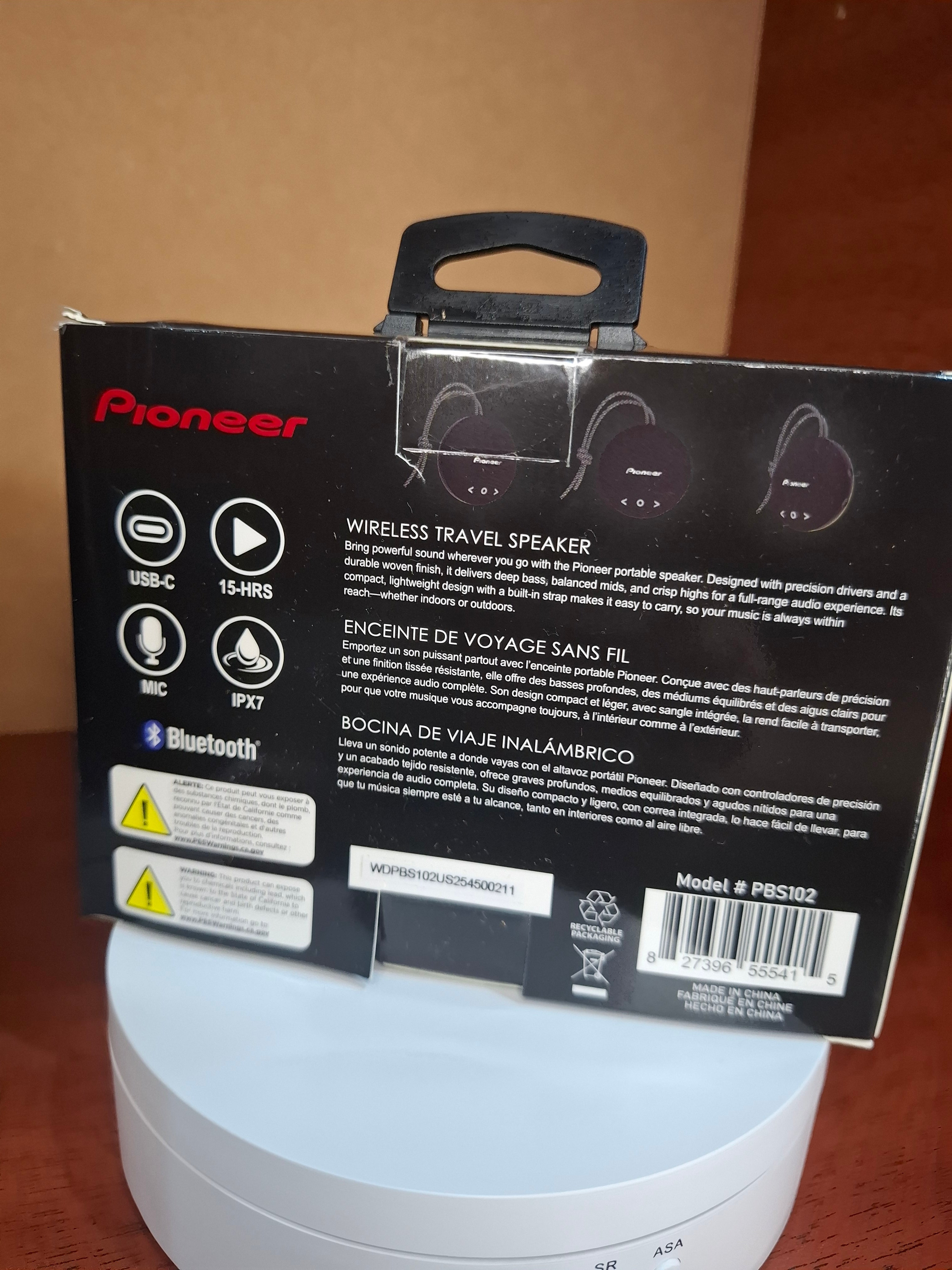 Parlante Bluetooth Pioneer PBS102 Portátil Inalámbrico