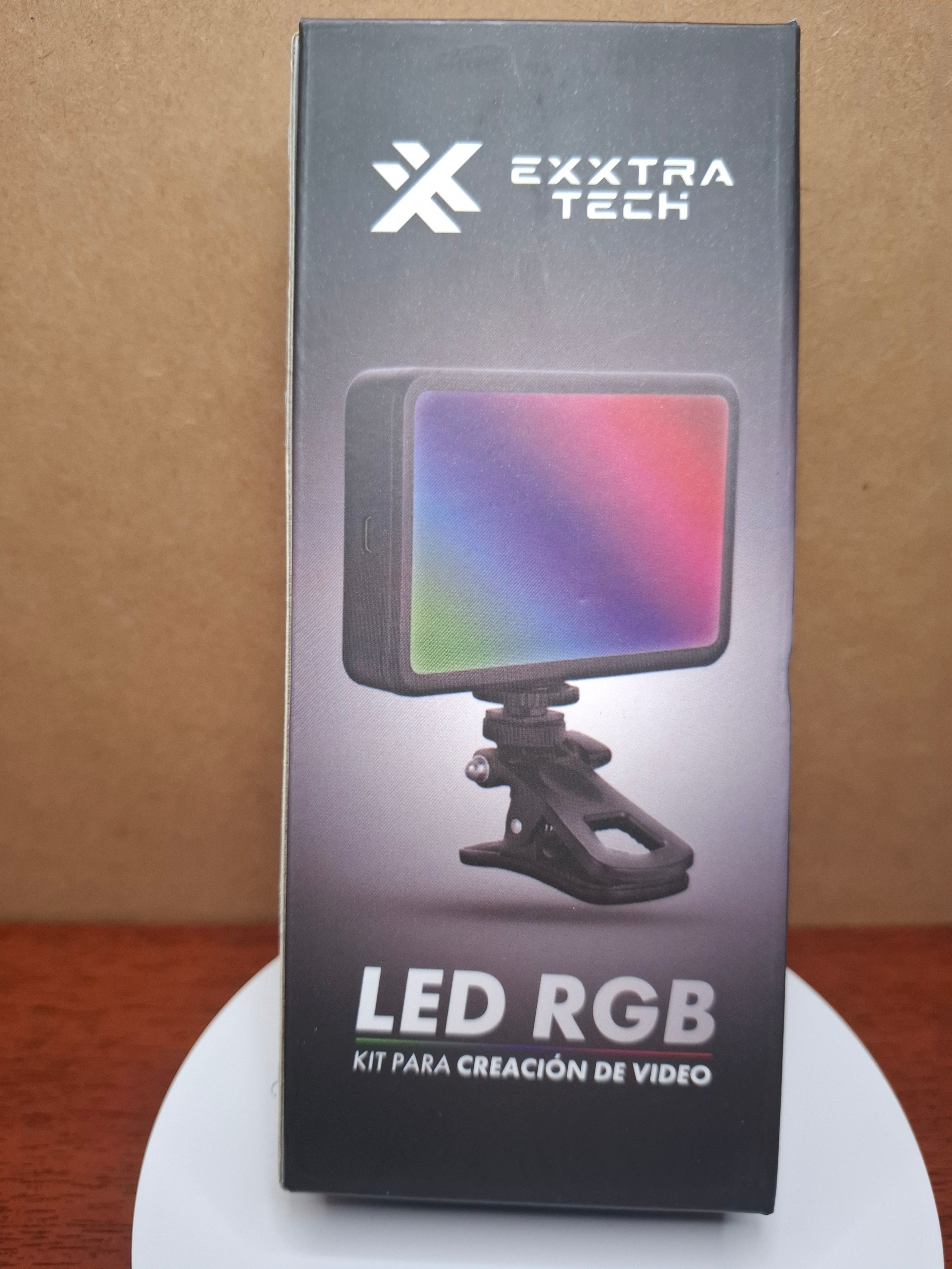 Panel LED RGB Portátil Exxtra Tech con Clip para Streaming y Fotografía