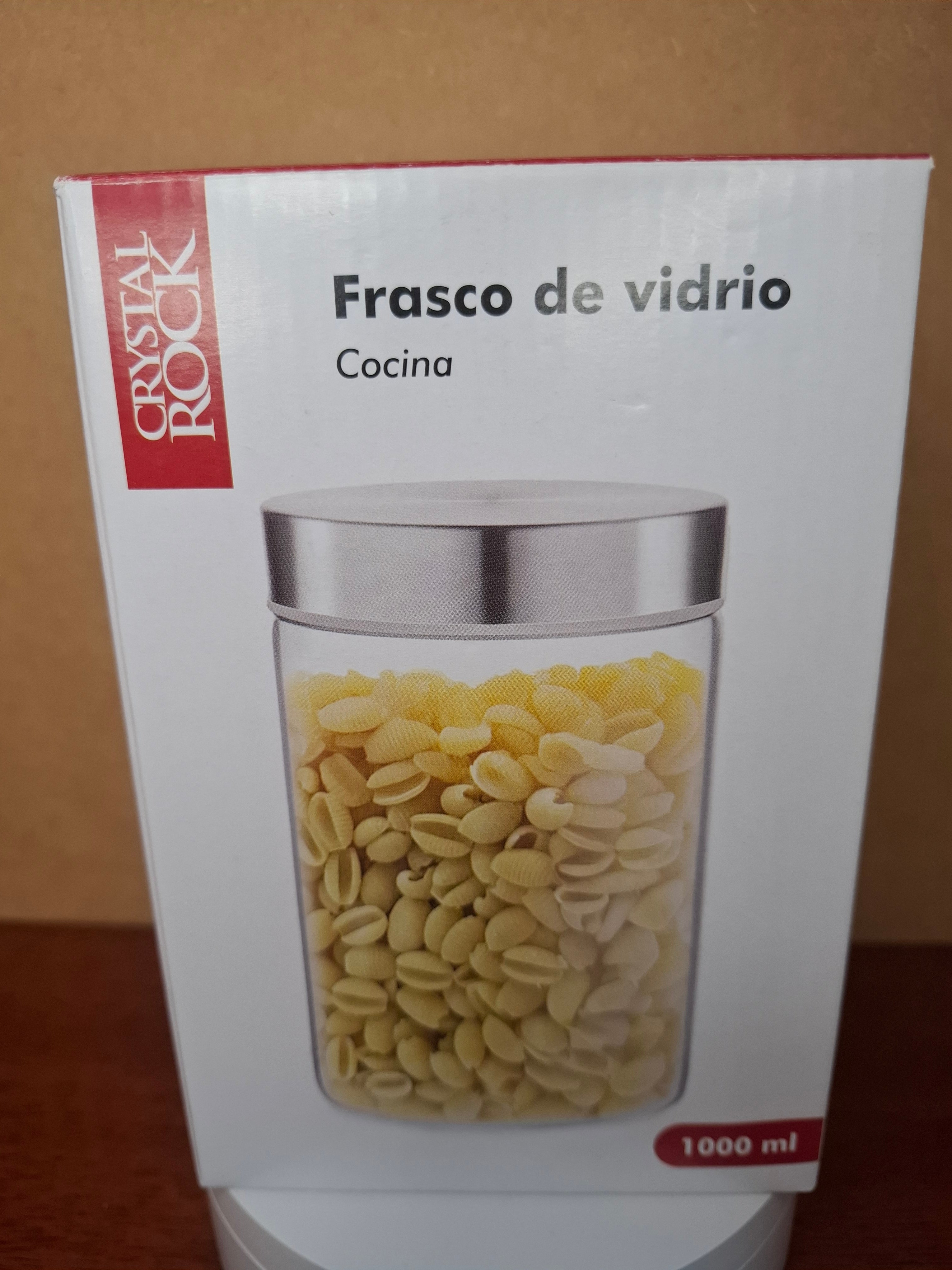 Frasco de Vidrio con Tapa de Acero Inoxidable Hermético Crystal Rock 1000ml