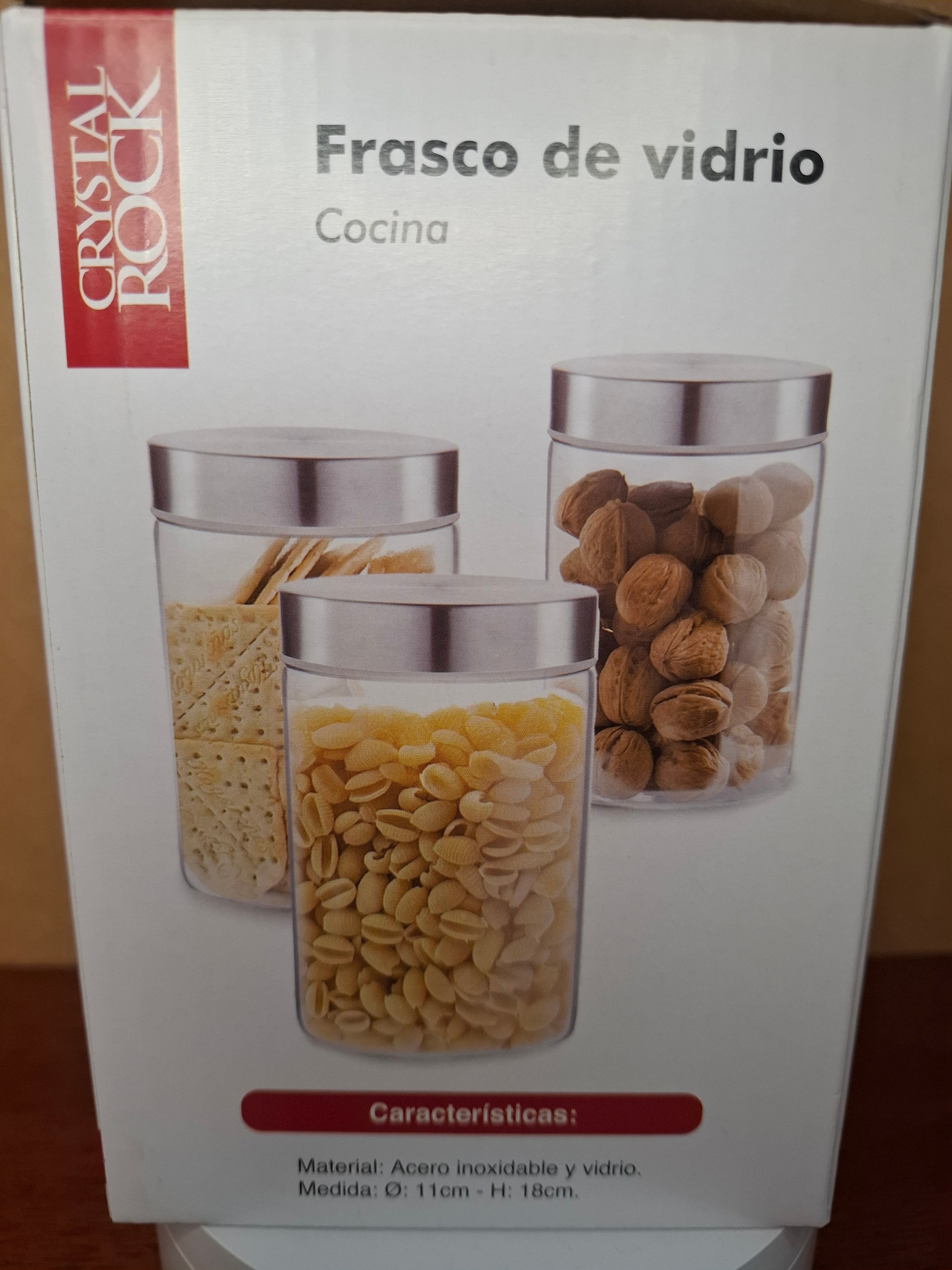 Frasco de Vidrio con Tapa de Acero Inoxidable Hermético Crystal Rock 1000ml